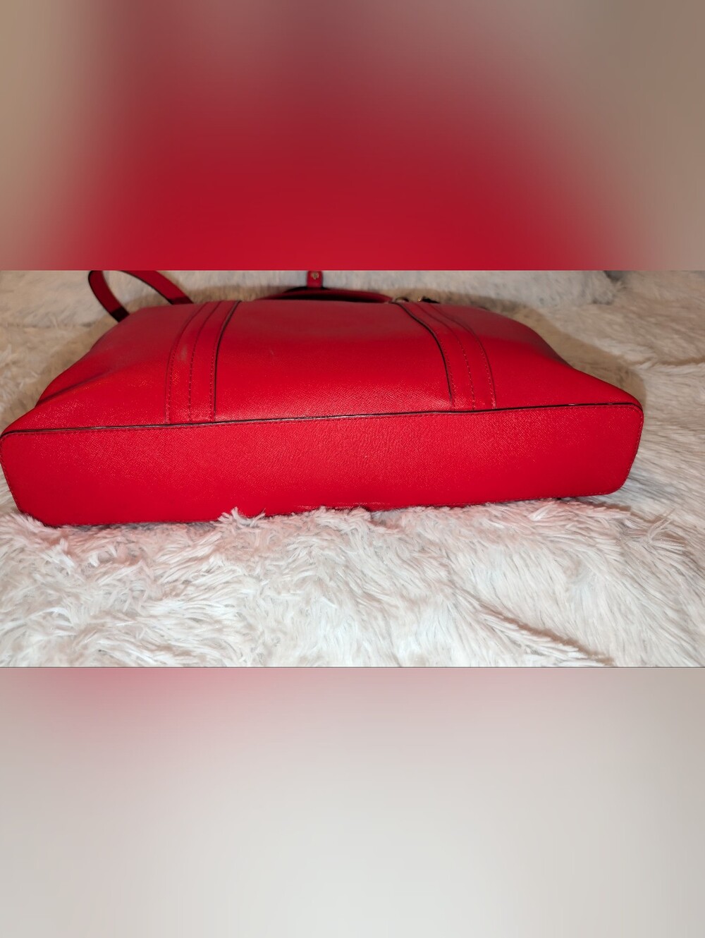 Henri Bendel West 57th Saffiano Leather Briefcase Laptop Bag Red VGC - Picture 4 of 16